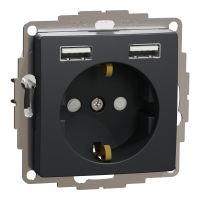 Розетка з заземленням + 2 USB тип А Чорний Sedna Design Schneider Electric SDD114052