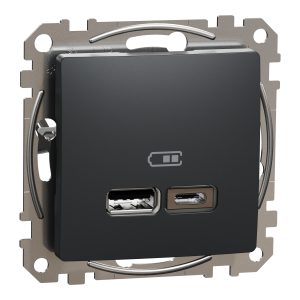 USB розетка тип A+C 2,4A Чорний Sedna Design Schneider Electric SDD114402