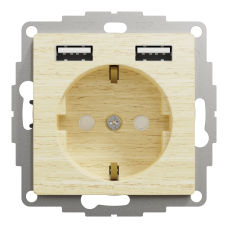 Розетка зі шторками та 2 USB роз’ємами типу A+A, Sedna Design & Elements, Береза- імітація дерева, SDD180052 Schneider Electric