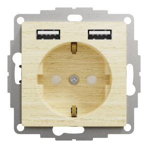 Розетка зі шторками та 2 USB роз’ємами типу A+A, Sedna Design & Elements, Береза- імітація дерева, SDD180052 Schneider Electric