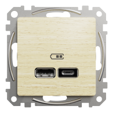 Подвійна USB-розетка
типу А+С,Sedna Design & Elements, Береза - імітація дерева, SDD180402 Schneider Electric
