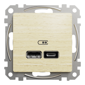 Подвійна USB-розетка
типу А+С,Sedna Design & Elements, Береза - імітація дерева, SDD180402 Schneider Electric