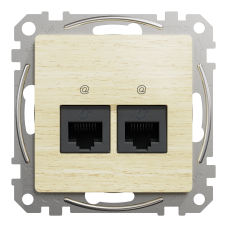 Компютерна розетка подвійна, роз’єм RJ45
кат. 5е UTP, Sedna Design & Elements, Береза - імітація дерева, SDD180452 Schneider Electric