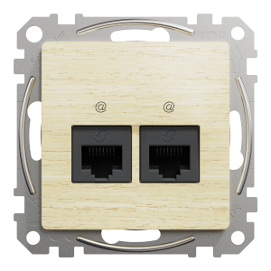 Компютерна розетка подвійна, роз’єм RJ45
кат. 5е UTP, Sedna Design & Elements, Береза - імітація дерева, SDD180452 Schneider Electric