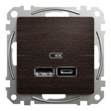 Подвійна USB-розетка
типу А+С,Sedna Design & Elements, Венге - імітація дерева, SDD181402 Schneider Electric