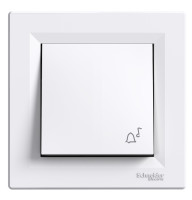 КНОПКОВИЙ ВИМИКАЧ З СИМВОЛОМ "ДЗВІНОК", САМОЗАЖИМНИЙ, БІЛИЙ ASFORA