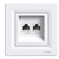 РОЗЕТКА КОМП'ЮТЕРНА RJ45 UTP КАТ. 5Е ПОДВІЙНА БІЛА ASFORA