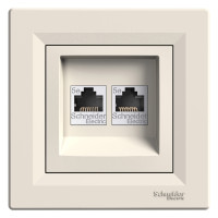 РОЗЕТКА КОМП'ЮТЕРНА RJ45 UTP КАТ. 5Е ПОДВІЙНА КРЕМ ASFORA
