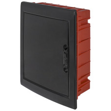 Корпус пластиковий на 24 модулів e.plbox.pro.w.24b.black вбудованний, чорний з непрозорими дверцятами IP40