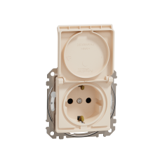 Розетка з заземленням, зі шторками, та з кришкою IP44 Бежевий Sedna Design Schneider Electric SDD212024
