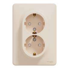 Подвійна розетка 2P+E з заземляючим контактом, Бежевий Sedna Design Schneider Electric SDD312221