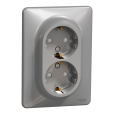 Подвійна розетка 2P+E з заземляючим контактом, Алюміній Sedna Design Schneider Electric SDD313221