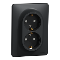 Подвійна розетка 2P+E з заземляючим контактом, Чорний Sedna Design Schneider Electric SDD314221