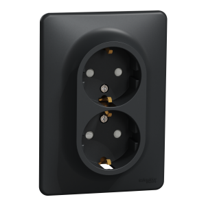Подвійна розетка 2P+E з заземляючим контактом, Чорний Sedna Design Schneider Electric SDD314221