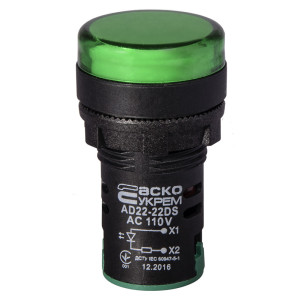 Сигнальна арматура AD22-22DS зелена  110V АC