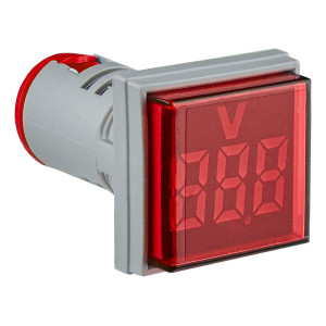 Світлосигнальна арматура з індикатором напруги (АС) серії U-ADM-V D22мм, квадратна , червона