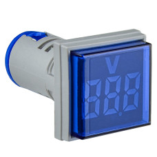 Світлосигнальна арматура з індикатором напруги (АС) серії U-ADM-V D22мм, квадратна, синя