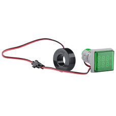 Світлосигнальна арматура з індикатором напруги (АС) та струму серії U-ADM-VA D22мм, квадратна, зелена