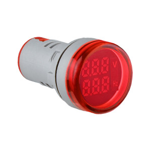 Світлосигнальна арматура з індикатором напруги (АС) та частоти серії U-ADM-VHz D22мм, кругла, червона