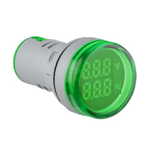 Світлосигнальна арматура з індикатором напруги (АС) та частоти серії U-ADM-VHz D22мм, кругла, зелена