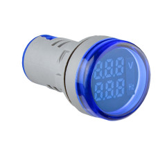 Світлосигнальна арматура з індикатором напруги (АС) та частоти серії U-ADM-VHz D22мм, кругла, синя