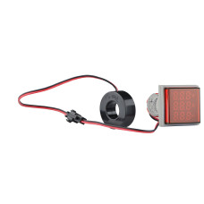 Світлосигнальна арматура з індикатором напруги (АС), струму та частоти серії U-ADM-VAHz D22мм, квадратна, червона