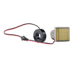 Світлосигнальна арматура з індикатором напруги (АС), струму та частоти серії U-ADM-VAHz D22мм, квадратна, жовта