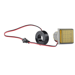 Світлосигнальна арматура з індикатором напруги (АС), струму та частоти серії U-ADM-VAHz D22мм, квадратна, жовта