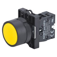 Кнопка пластиковая NP2-EA51 без подсветки желтая 1NO IP40