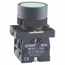 Кнопка пластикова NP2-EA35 без підсвітки зелена 1NO+1NC IP40