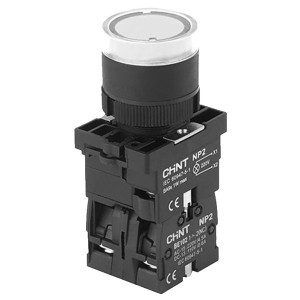 Кнопка пластикова NP2-EW3165 1NO+1NC біла AC/DC230В(LED) IP40
