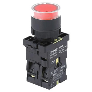 Кнопка пластикова NP2-EW3465 1NO+1NC червона AC/DC230В(LED) IP40