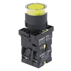 Кнопка пластикова NP2-EW3565 1NO+1NC жовта AC/DC230В(LED) IP40