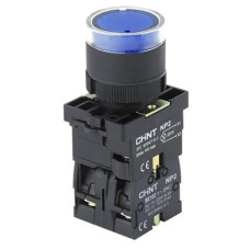 Кнопка пластикова NP2-EW3665 1NO+1NC синя AC/DC230В(LED) IP40