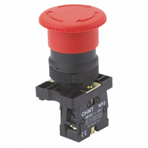 Кнопка пластикова "Грибок" d30мм із фіксацією NP2-ES442 без підсвітки червона 1NC IP40