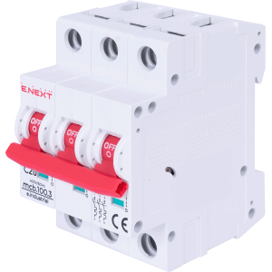 Модульний автоматичний вимикач e.industrial.mcb.100.3.C20, 3 р, 20А, C, 10кА