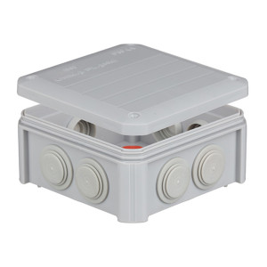 Коробка розподільча зовнішня 114х114х57мм IP55 з сальниками гумовими UNIKA PLANK IB601 сіра (PLK6010850)