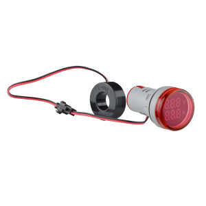 Світлосигнальна арматура з індикатором напруги (АС) та струму серії U-ADM-VA D22мм, кругла, червона