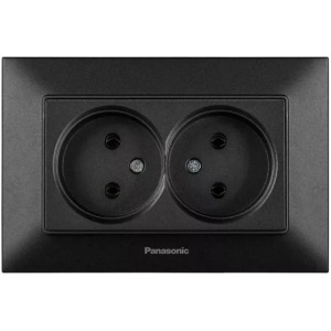 Розетка Panasonic Arkedia Slim 2-на, чорн.