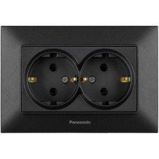 Розетка Panasonic Arkedia Slim 2-на з з/к, чорн.