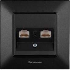 Розетка 2-на Panasonic Arkedia Slim РС RJ45 CAT6e, чорн.