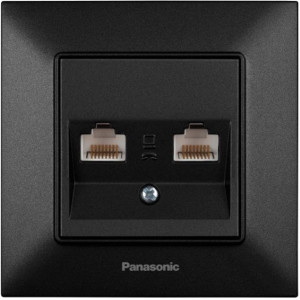 Розетка 2-на Panasonic Arkedia Slim РС RJ45 CAT6e, чорн.