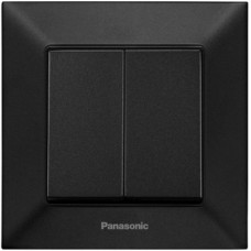 Вимикач 2кл. Panasonic Arkedia Slim, швидкий монтаж, чорн.