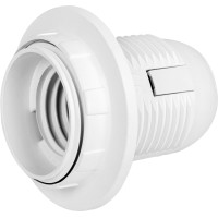 Патрон пластиковий e.lamp socket with nut.E27.pl.white, Е27 з гайкою, білий
