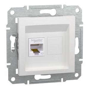 Розетка RJ45, тип UTP, категорія 5E, Білий, Asfora, без рамки