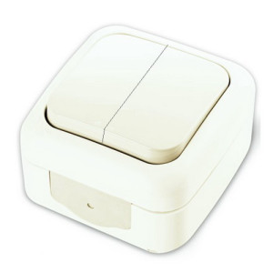 Вимикач VI-KO Palmiye білий 2кл накладний IP54 (90555402)