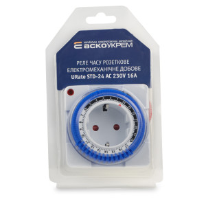Реле часу розеткове електромеханічне добове URate STD-24  AC 230V 16A
