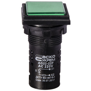 Сигнальна арматура AD22-22F зелена 220V АC