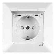 Розетка VI-KO Meridian біла 1-на з заземленням з кришкою ( 90970012-WH )