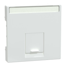 Центральна накладка для розетки RJ11/ RJ45,1-постової з пилезахисною кришкою та табличкою для маркування, активно-білий, System M Merten Schneider Electric MTN469825